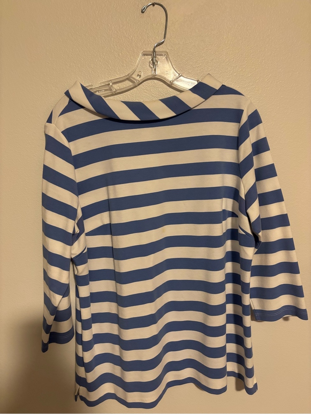 Talbots Blue and White Striped 3/4 Sleeve Top